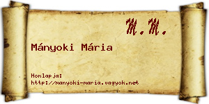 Mányoki Mária névjegykártya